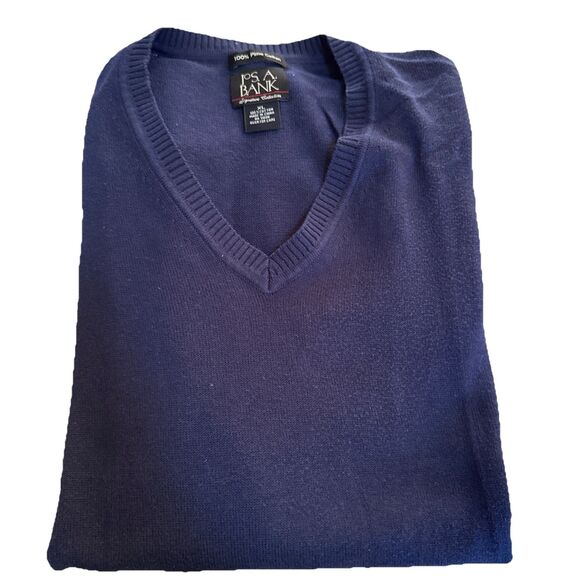 Jos A Bank Sweater Vest Men XL Blue 100% Pima Cotton V-neck Signature Collection - Picture 6 of 6